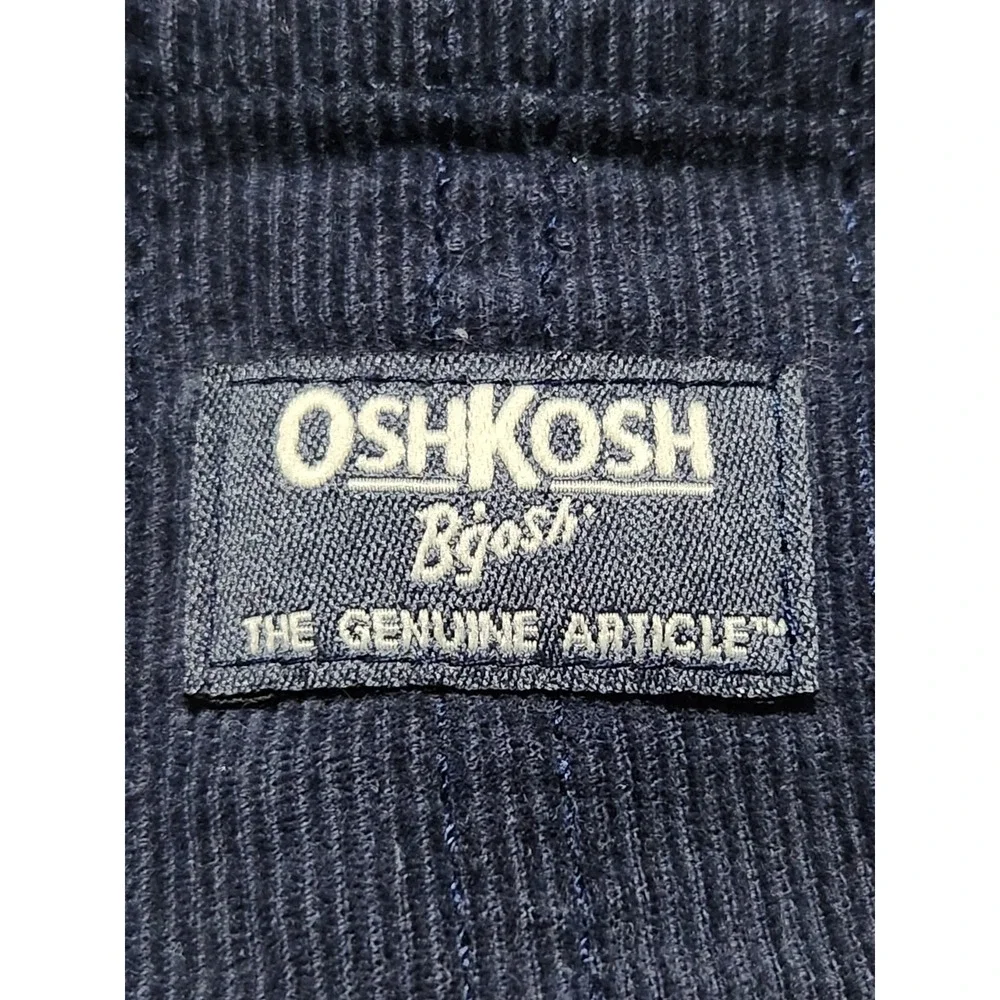 OSHKOSH B'GOSH‎ Navy Blue Corduroy Plaid Flannel Lined Overalls Kids 24M Vintage